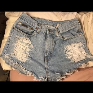 Calvin Klein Distressed Denim Shorts